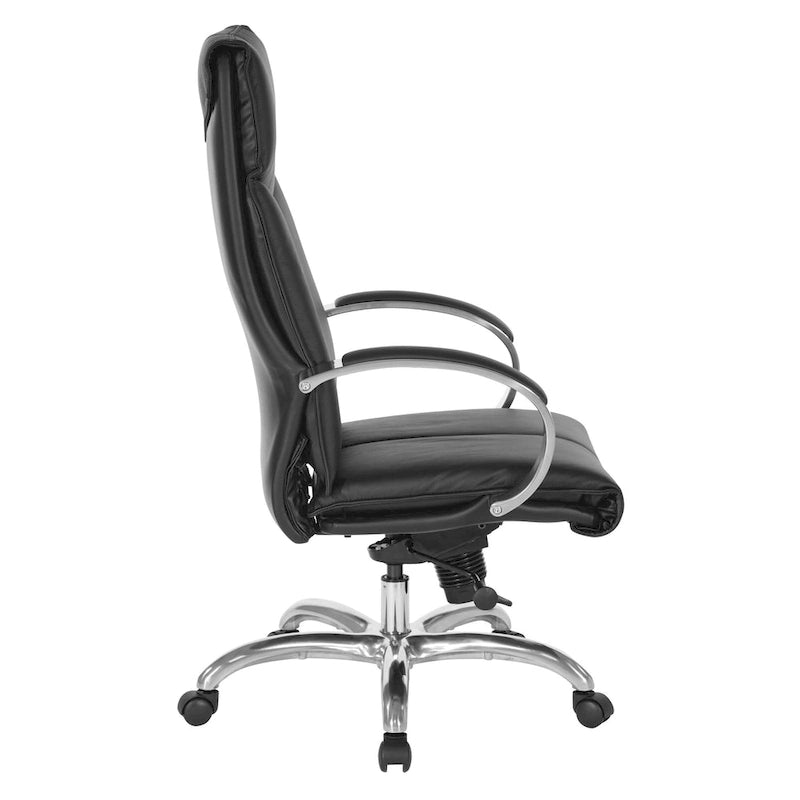 Fauteuil de direction de luxe en cuir noir à dossier haut