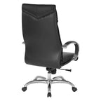 Fauteuil de direction de luxe en cuir noir à dossier haut