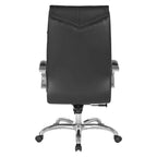 Fauteuil de direction de luxe en cuir noir à dossier haut