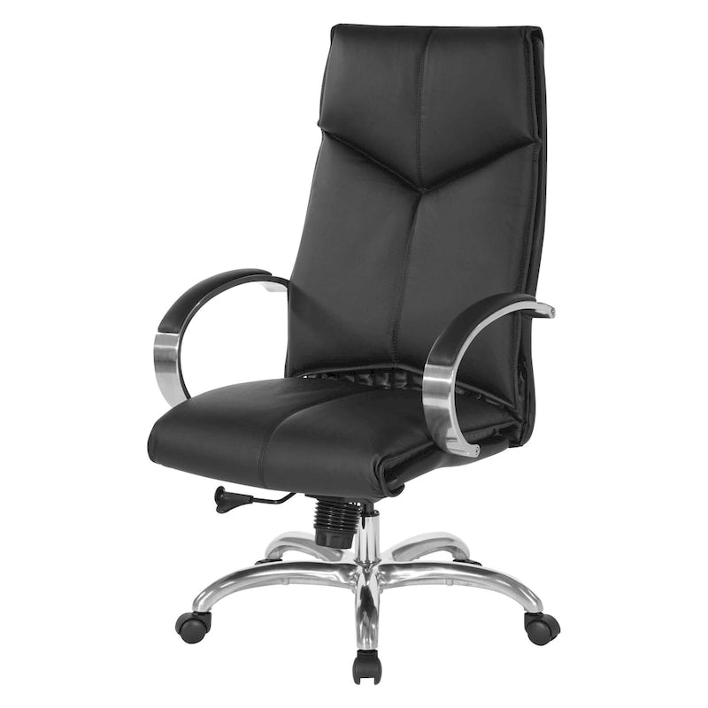 Fauteuil de direction de luxe en cuir noir à dossier haut