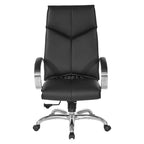 Fauteuil de direction de luxe en cuir noir à dossier haut