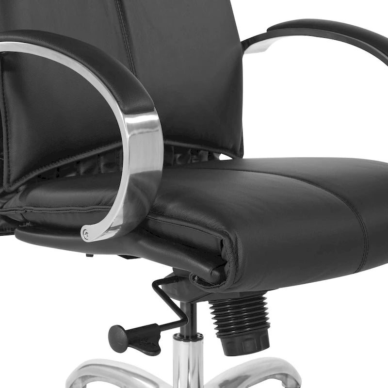 Fauteuil de direction de luxe en cuir noir à dossier haut