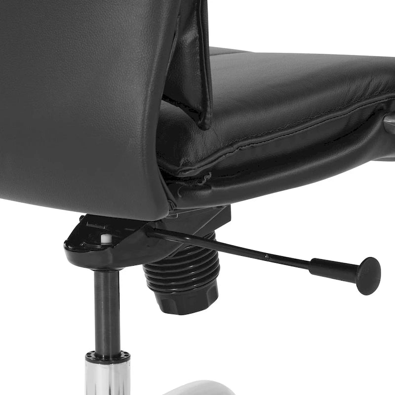 Fauteuil de direction de luxe en cuir noir à dossier haut