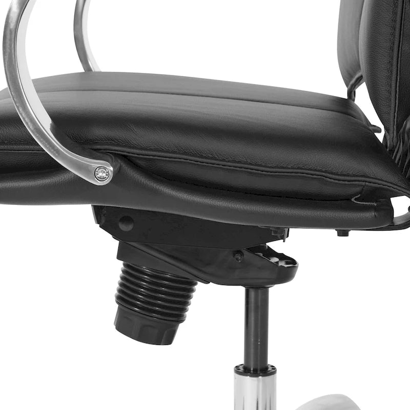 Fauteuil de direction de luxe en cuir noir à dossier haut