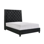 Lit plateforme capitonné en velours noir | Meubles de chambre à coucher glamour