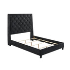 Lit plateforme capitonné en velours noir | Meubles de chambre à coucher glamour