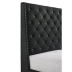 Lit plateforme capitonné en velours noir | Meubles de chambre à coucher glamour
