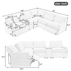 Canapé d'angle inclinable électrique 104 places Canapé de salon de cinéma maison sectionnel avec boîte de rangement, porte-gobelets, ports USB et Powe