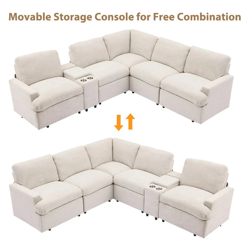 Canapé d'angle inclinable électrique 104 places Canapé de salon de cinéma maison sectionnel avec boîte de rangement, porte-gobelets, ports USB et Powe