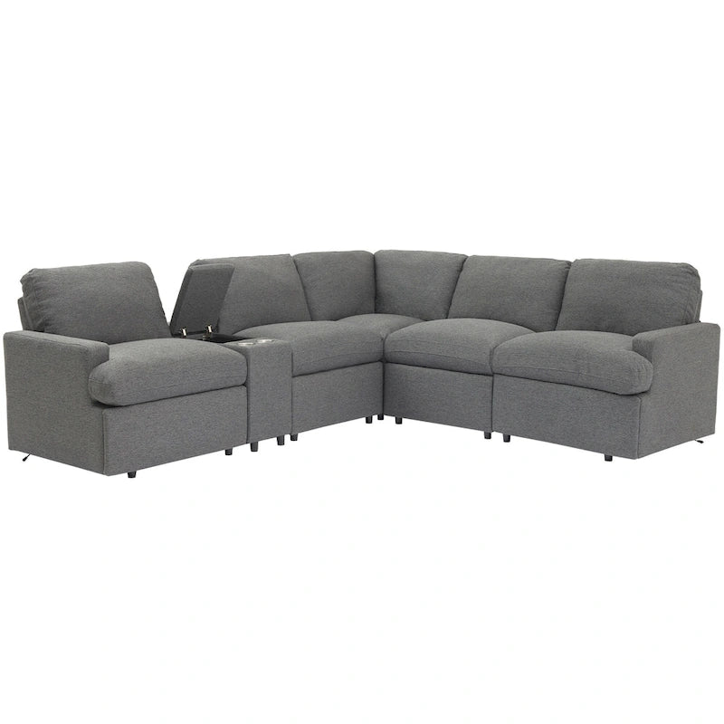 Canapé d'angle inclinable électrique 104 places Canapé de salon de cinéma maison sectionnel avec boîte de rangement, porte-gobelets, ports USB et Powe
