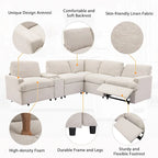 Canapé d'angle inclinable électrique 104 places Canapé de salon de cinéma maison sectionnel avec boîte de rangement, porte-gobelets, ports USB et Powe