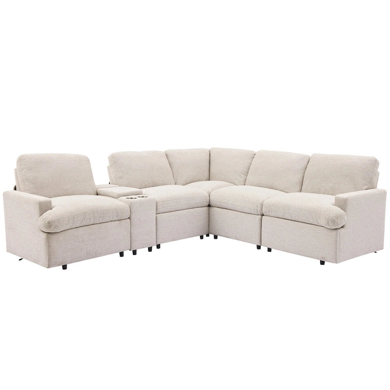 Canapé d'angle inclinable électrique 104 places Canapé de salon de cinéma maison sectionnel avec boîte de rangement, porte-gobelets, ports USB et Powe