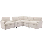 Canapé d'angle inclinable électrique 104 places Canapé de salon de cinéma maison sectionnel avec boîte de rangement, porte-gobelets, ports USB et Powe