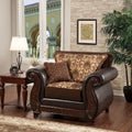 Fauteuil rembourré en similicuir à motif damassé traditionnel | Fauteuil d'appoint classique