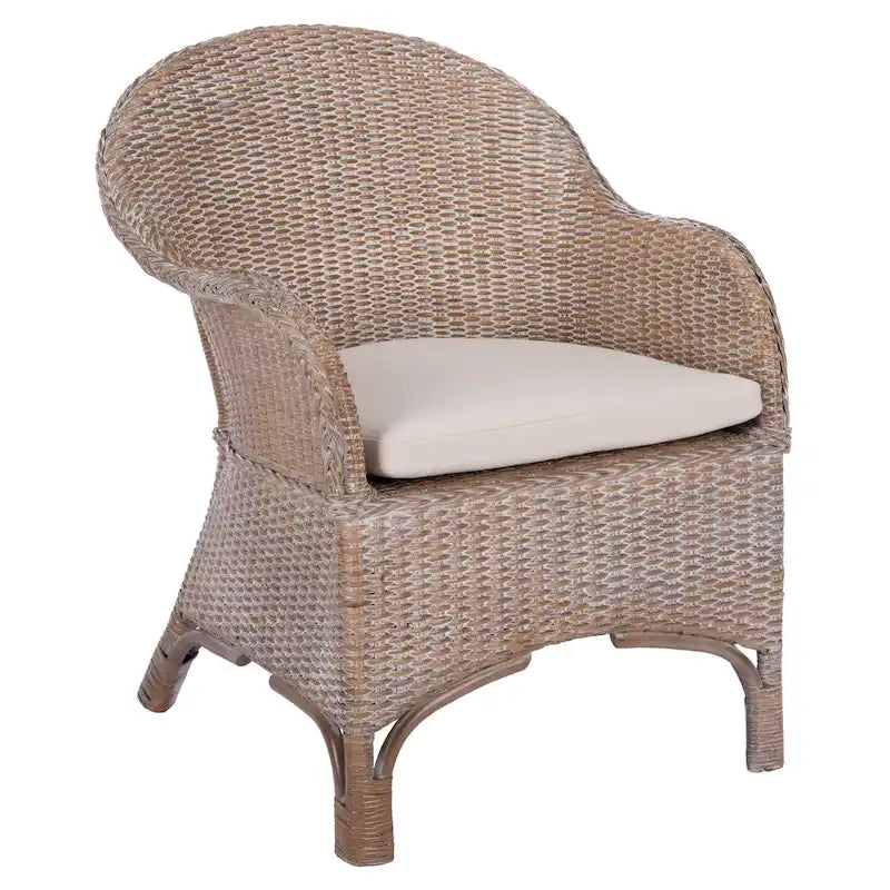 Fauteuil d'appoint en rotin avec coussin | Style Bohème | 56 cm (l) x 68 cm (L) x 85 cm (H)