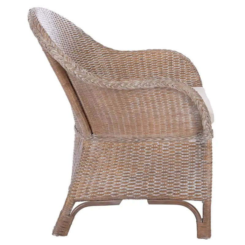 Fauteuil d'appoint en rotin avec coussin | Style Bohème | 56 cm (l) x 68 cm (L) x 85 cm (H)