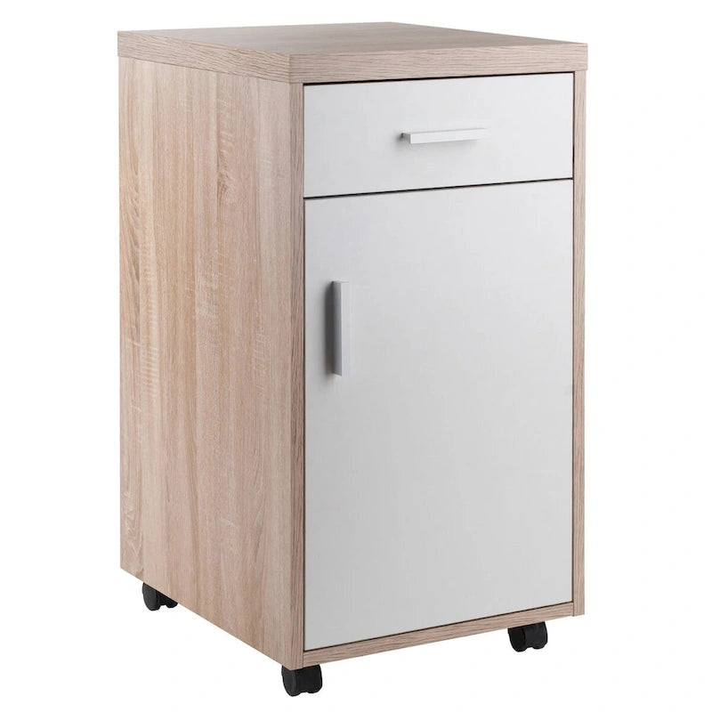 Kenner Storage Cabinet, 1-Drawer, Reclaimed Wood and White - 15.75W x 18.3D x 29.25H