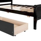 Lit plateforme double en bois avec 4 tiroirs et tête de lit épurée