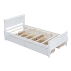 Lit plateforme double en bois avec 4 tiroirs et tête de lit épurée