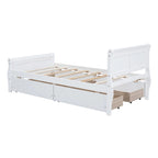 Lit plateforme double en bois avec 4 tiroirs et tête de lit épurée