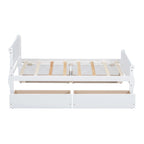 Lit plateforme double en bois avec 4 tiroirs et tête de lit épurée
