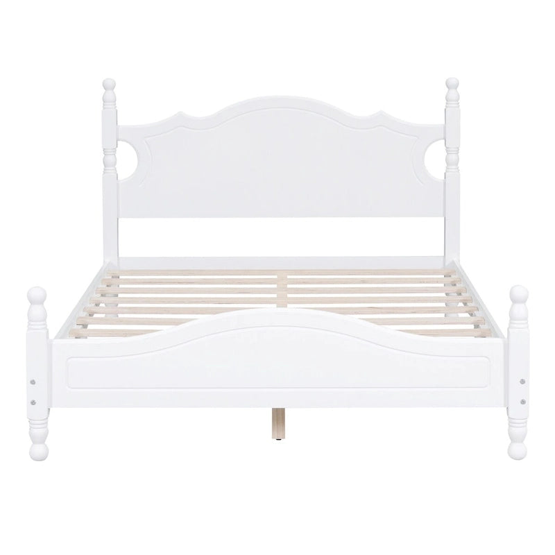 Cadre de lit plateforme en bois de style rétro pleine grandeur | Meuble de chambre vintage