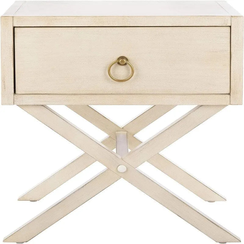 Table de chevet 1 tiroir bleu marine et doré | Style glamour