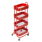 Chariot de rangement à roulettes en métal à 4 niveaux - 45x35x109 cm