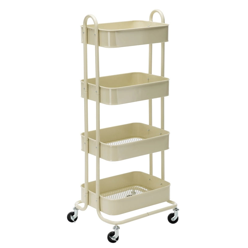 Chariot de rangement à roulettes en métal à 4 niveaux - 45x35x109 cm