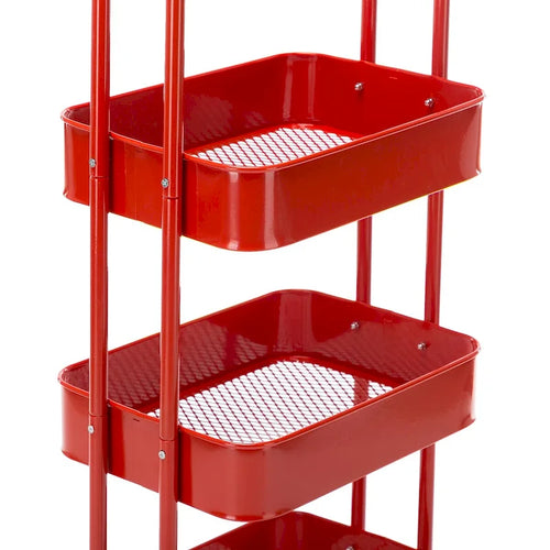Chariot de rangement à roulettes en métal à 4 niveaux - 45x35x109 cm