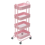 Chariot de rangement à roulettes en métal à 4 niveaux - 45x35x109 cm