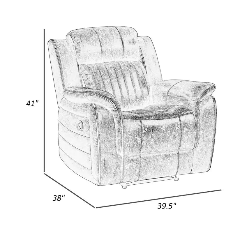 Fauteuil inclinable manuel de 38 po avec languette | Microfibre sable | Salon