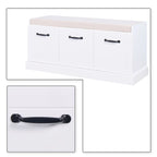 Banc de rangement minimaliste en bois avec coussin d'assise, blanc