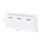 Banc de rangement minimaliste en bois avec coussin d'assise, blanc