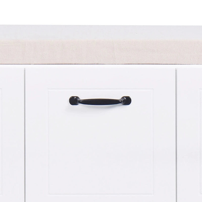 Banc de rangement minimaliste en bois avec coussin d'assise, blanc