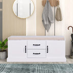 Banc de rangement minimaliste en bois avec coussin d'assise, blanc