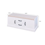 Banc de rangement minimaliste en bois avec coussin d'assise, blanc