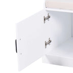 Banc de rangement minimaliste en bois avec coussin d'assise, blanc