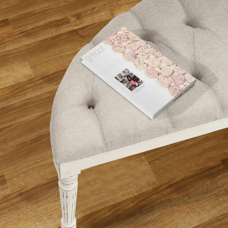Banc rembourré en lin