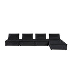 Canapé d'angle 5 places en velours avec pouf | Canapé modulable en L