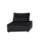 Canapé d'angle 5 places en velours avec pouf | Canapé modulable en L