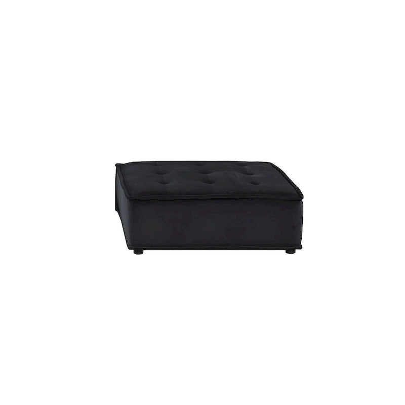 Canapé d'angle 5 places en velours avec pouf | Canapé modulable en L