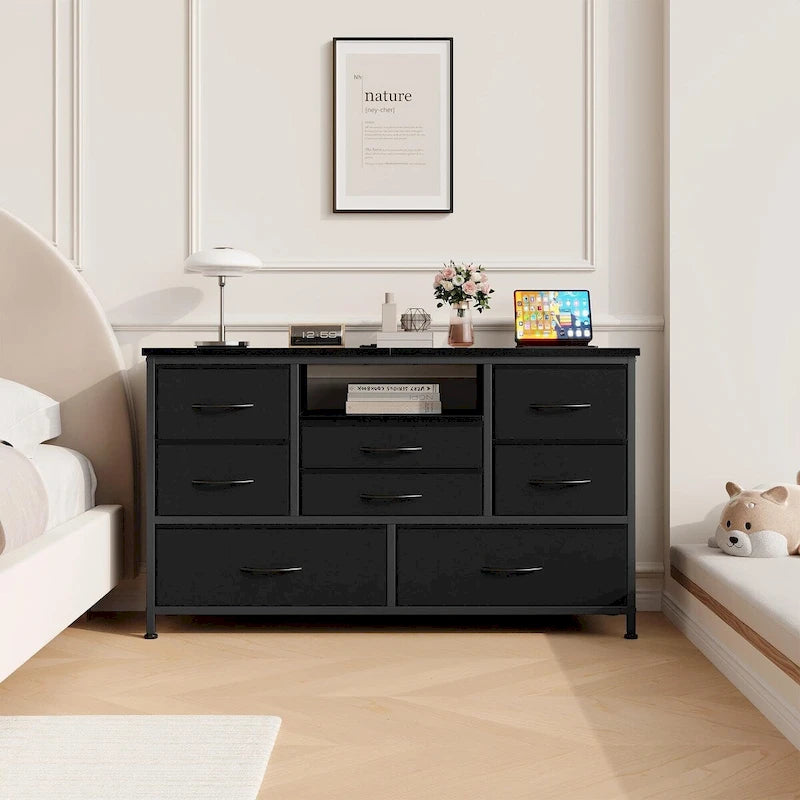 Meuble TV commode avec prise de courant et LED pour TV 55 pouces - 55 pouces