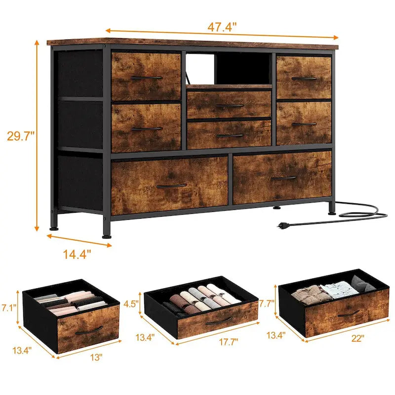 Meuble TV commode avec prise de courant et LED pour TV 55 pouces - 55 pouces