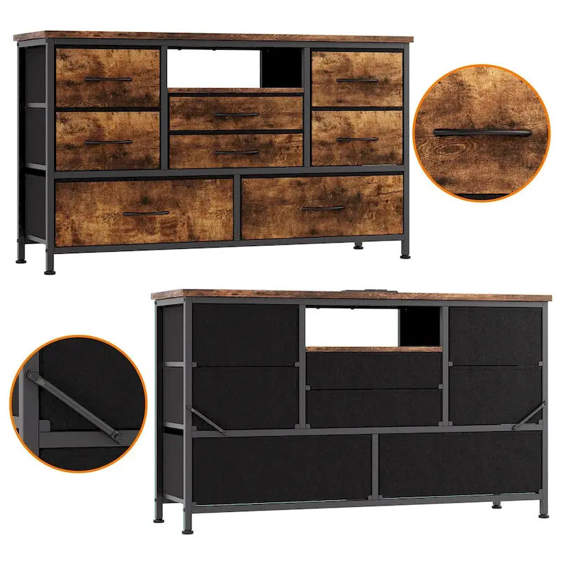 Meuble TV commode avec prise de courant et LED pour TV 55 pouces - 55 pouces