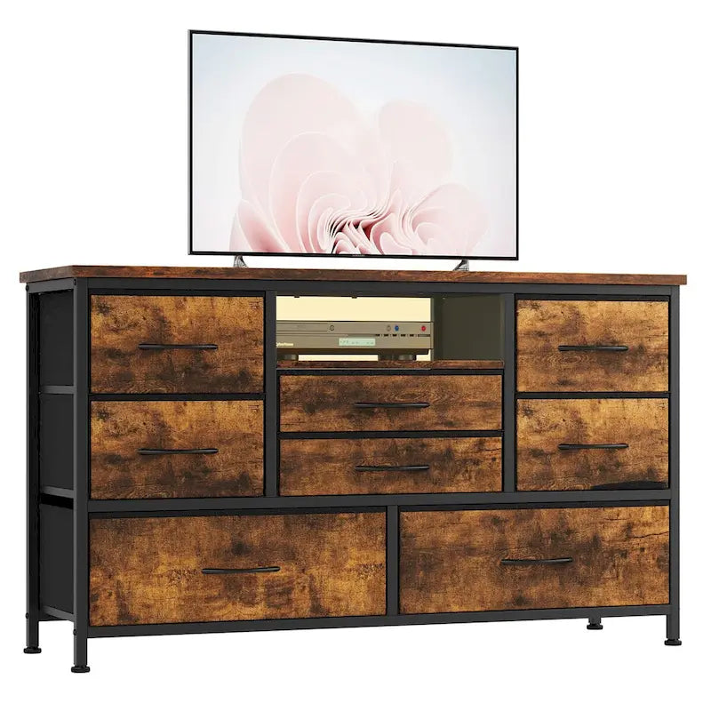 Meuble TV commode avec prise de courant et LED pour TV 55 pouces - 55 pouces