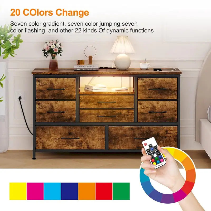 Meuble TV commode avec prise de courant et LED pour TV 55 pouces - 55 pouces