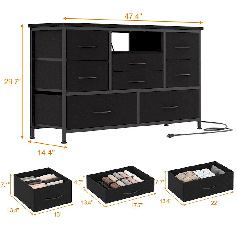 Meuble TV commode avec prise de courant et LED pour TV 55 pouces - 55 pouces