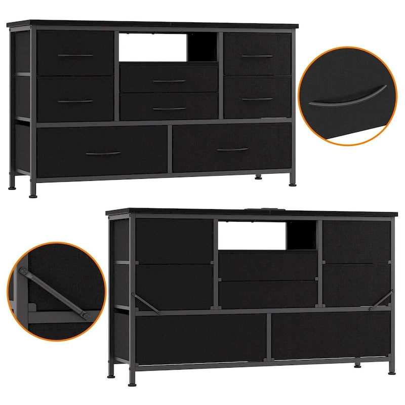 Meuble TV commode avec prise de courant et LED pour TV 55 pouces - 55 pouces