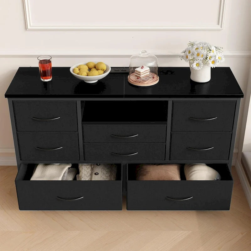 Meuble TV commode avec prise de courant et LED pour TV 55 pouces - 55 pouces